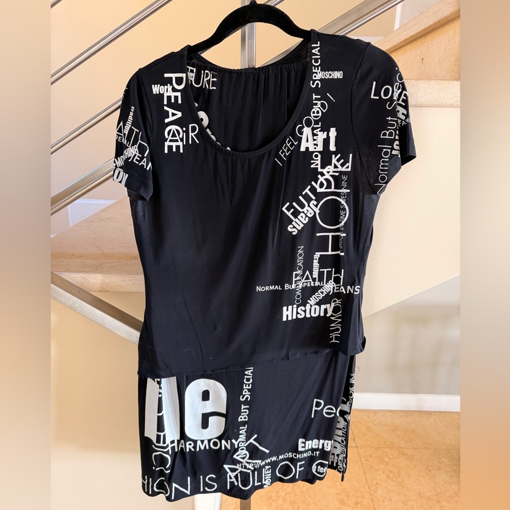 Vintage Moschino Black and White Graphic skirt set